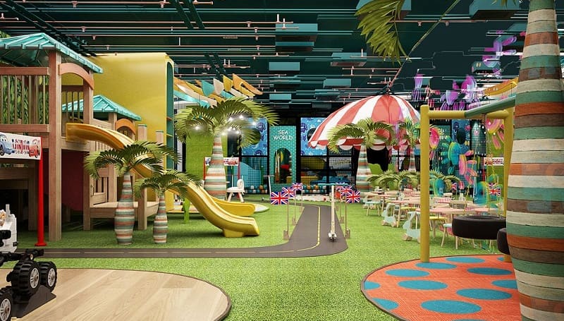 Mô hình kinh doanh khu vui chơi: doanh thu, chi phí & kịch bản 2026 1 Khu vui chơi trong nhà với các attractions và khu F&B