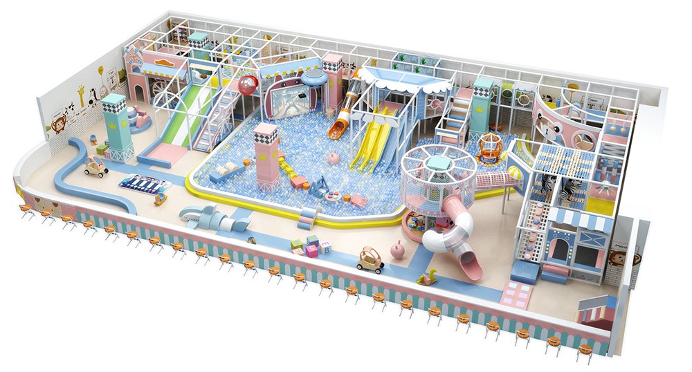 Thiết kế chơi phát triển kỹ năng cho sân chơi 50–150 m² 1 Không gian sân chơi nhỏ đa chức năng với tường leo, bậc nhảy và góc sensory