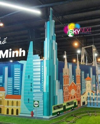 Không gian khu vui chơi trong nhà phong cách biophilic với khu leo trèo modular