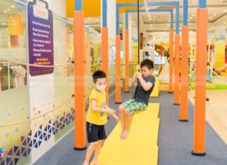 Zipline giáo dục & vận động: Khung bài học và an toàn Trẻ em chơi zipline giáo dục trên khu playground có đệm an toàn